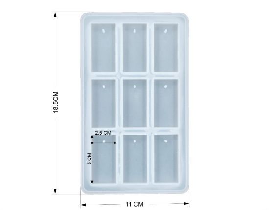 Silicone Mould 9 Cavity Rectangle with Keychain Hole