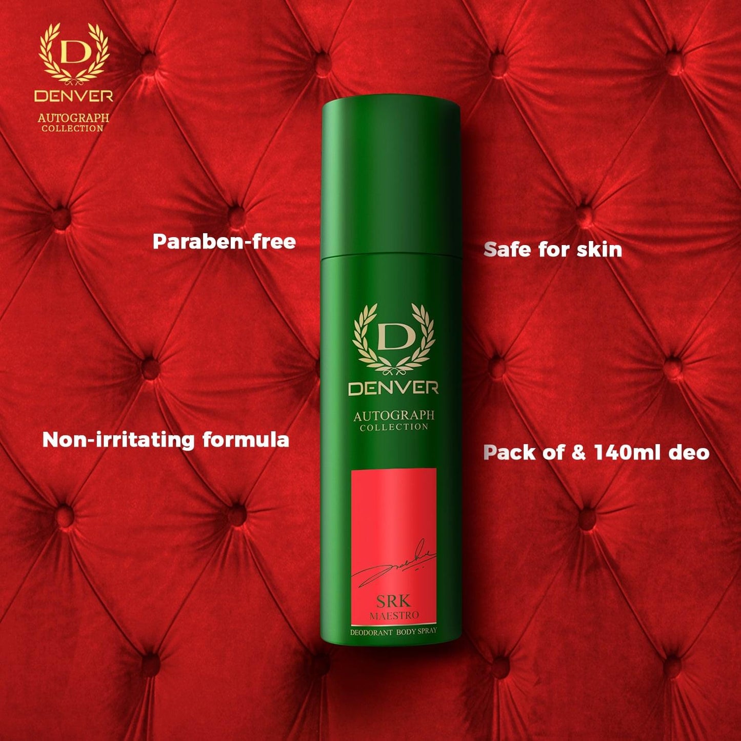 Denver Srk Maestro Autograph Collection Deodorant Spray - For Men (140ML) Long Lasting Luxury Deo Body Spray