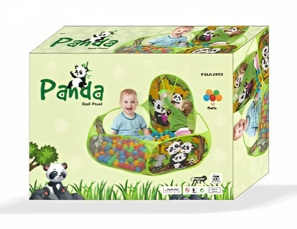Large Size Ball Pool for Kids, Foldable Square Zoo Ball Pool Play Tent Kids Playground Tent House with 50 Balls – Ball Pool Game for 2-5 Years Old Kids, Boys, Girls (Panda Ball Pool)