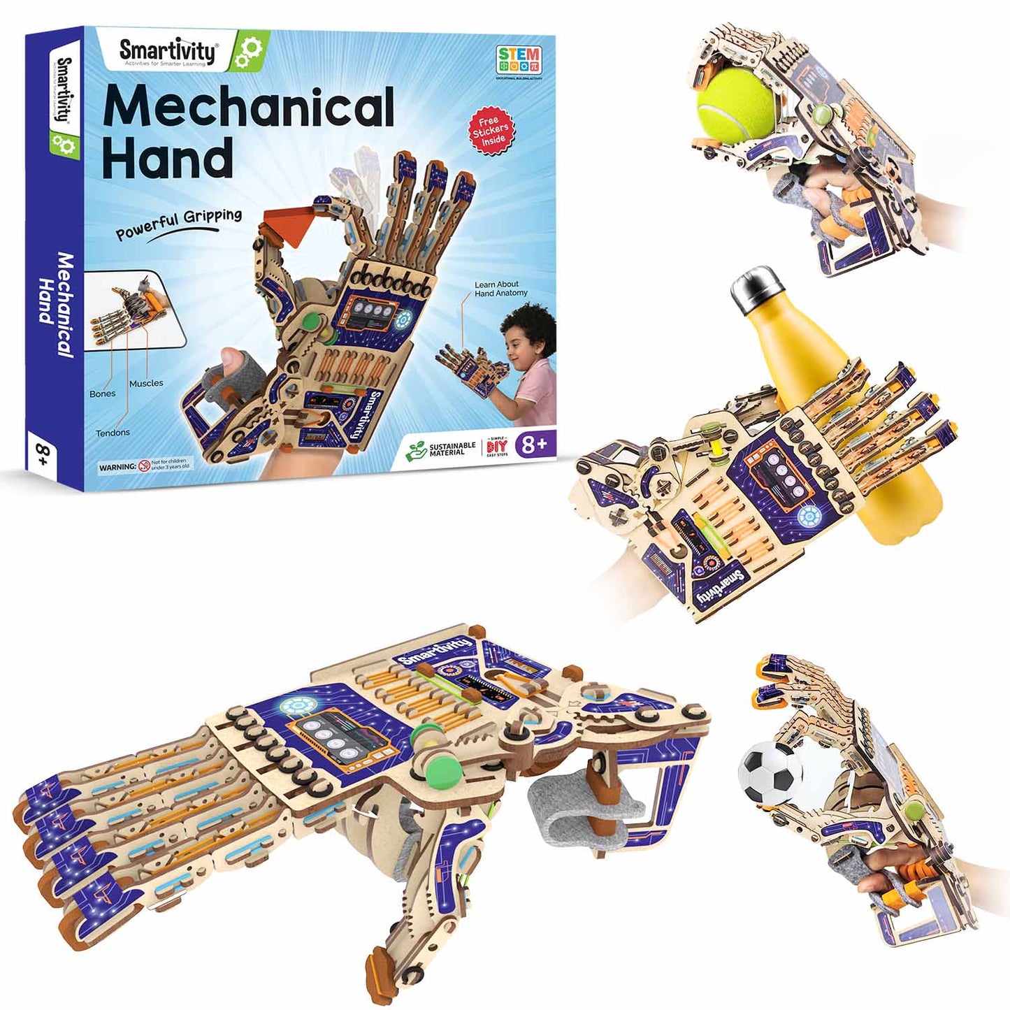 Smartivity Robotic Mechanical Hand Toy for Kids 8-14 Years Old | Best Birthday Gifts for Boys & Girls | DIY STEM Educational Science Toys for Kids Wooden Construction Game