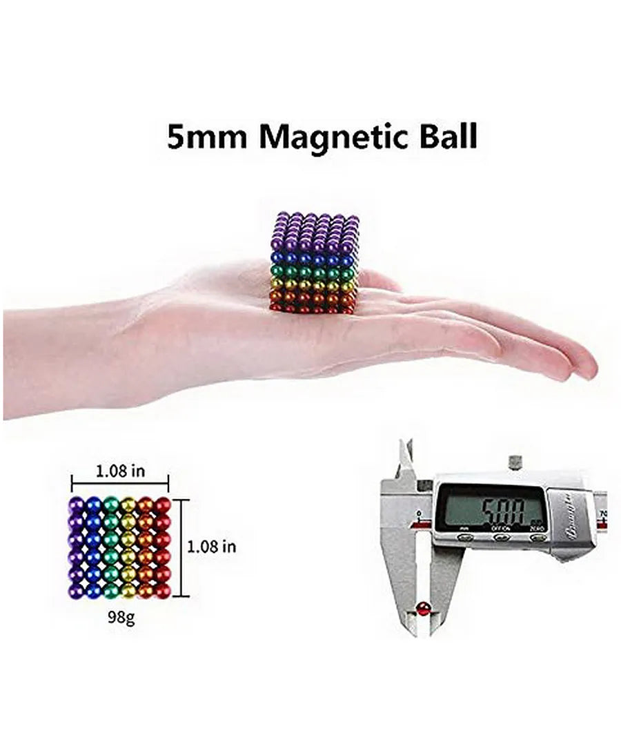 Magnet Trending Balls 216 Pieces 6X6 Cube of 6 Colors 5mm Balls- Explore The Creative World, Stress Relief for Jewellery Making, Beading, and Art Crafts with Steel Protection