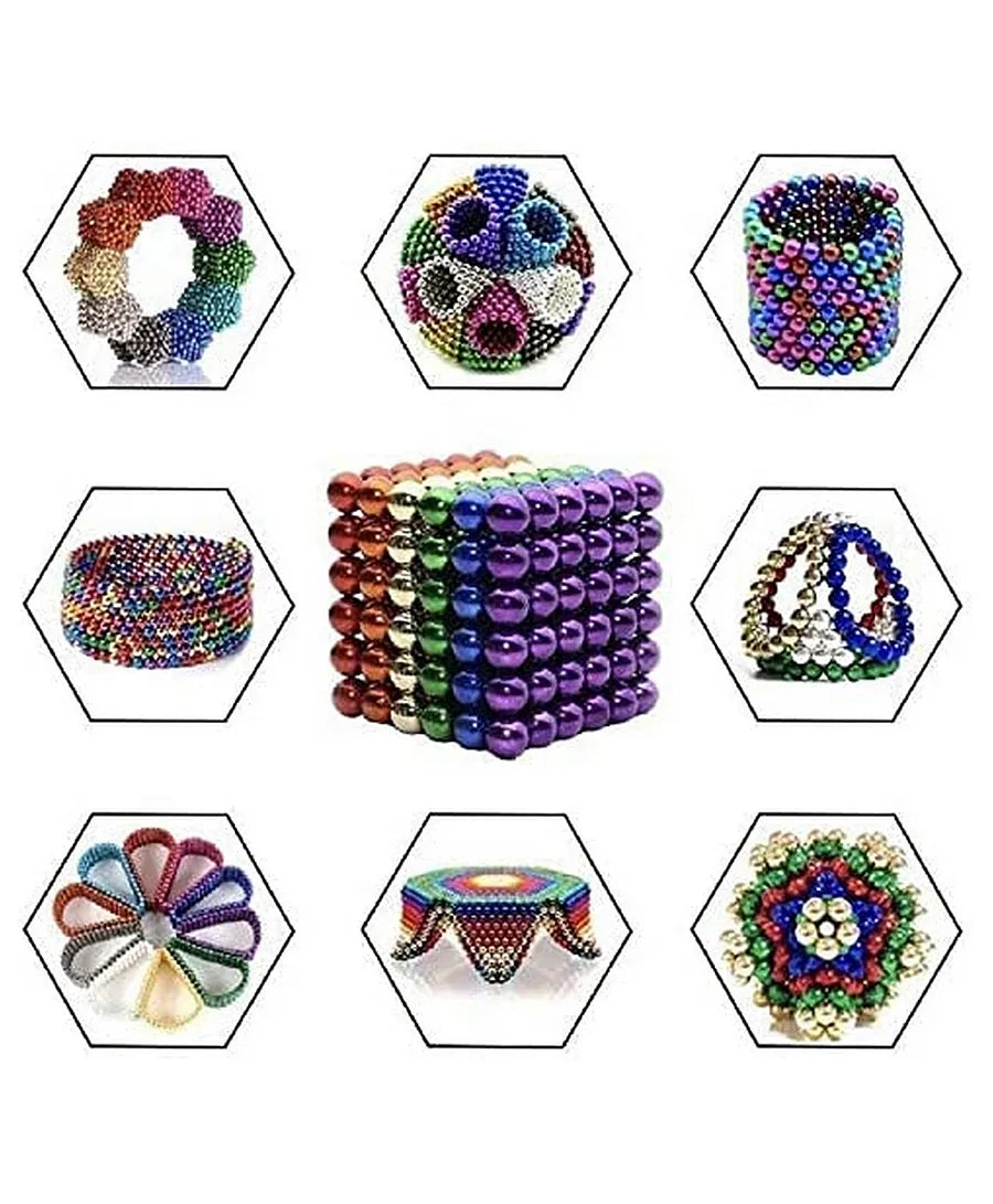 Magnet Trending Balls 216 Pieces 6X6 Cube of 6 Colors 5mm Balls- Explore The Creative World, Stress Relief for Jewellery Making, Beading, and Art Crafts with Steel Protection