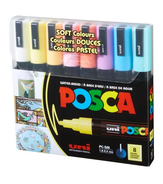 Uniball Posca Paint Marker Soft Color PC-5M Medium Set 8pc