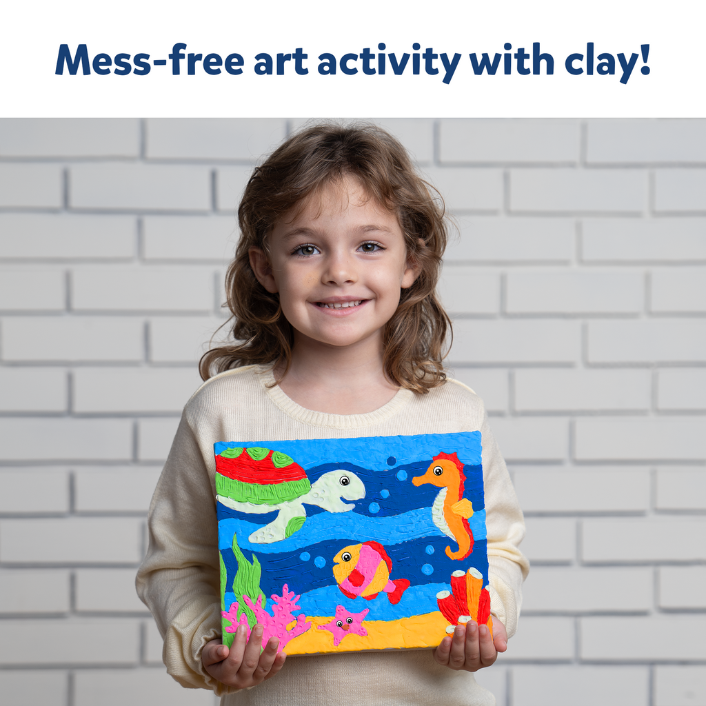 Skillmatics Art & Craft Kit - Color with Clay, No Mess Art, Create a Clay Canvas of Under The Ocean, Gifts
