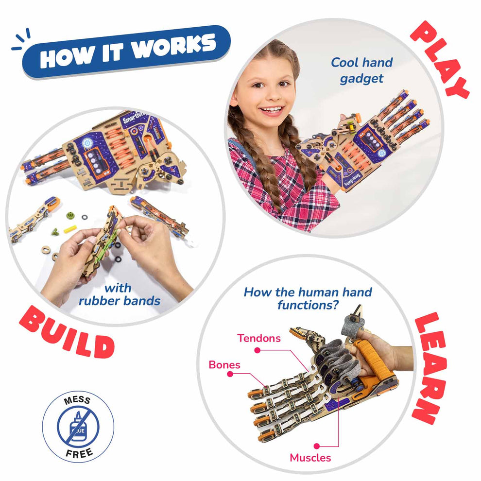 Smartivity Robotic Mechanical Hand Toy for Kids 8-14 Years Old | Best Birthday Gifts for Boys & Girls | DIY STEM Educational Science Toys for Kids Wooden Construction Game