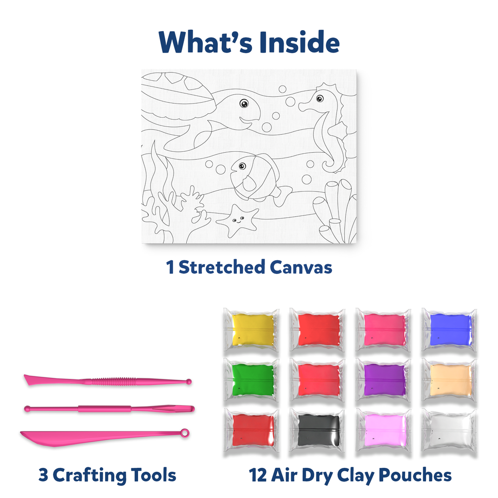 Skillmatics Art & Craft Kit - Color with Clay, No Mess Art, Create a Clay Canvas of Under The Ocean, Gifts