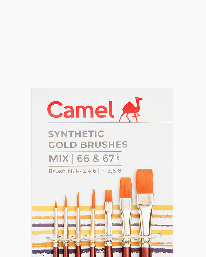 Camlin Camel Synthetic Gold Brushes Round - Series 66 & Flat - Series 67