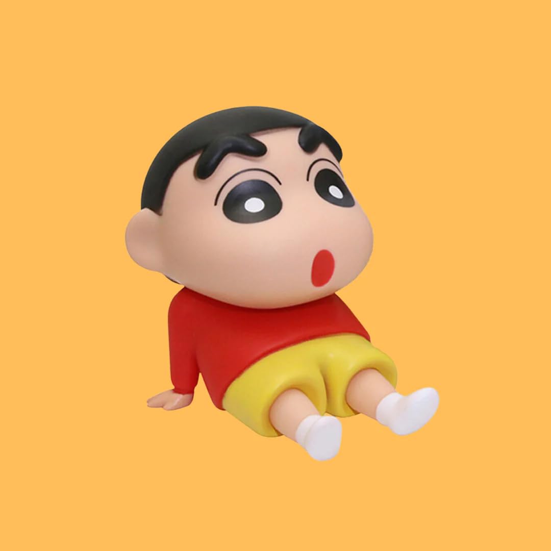 Cute Shinchan Anime Figure in Sitting Pose, Phone Holder, Cartoon Toy, PVC Action Figure, Best Gift for Shinchan Fans