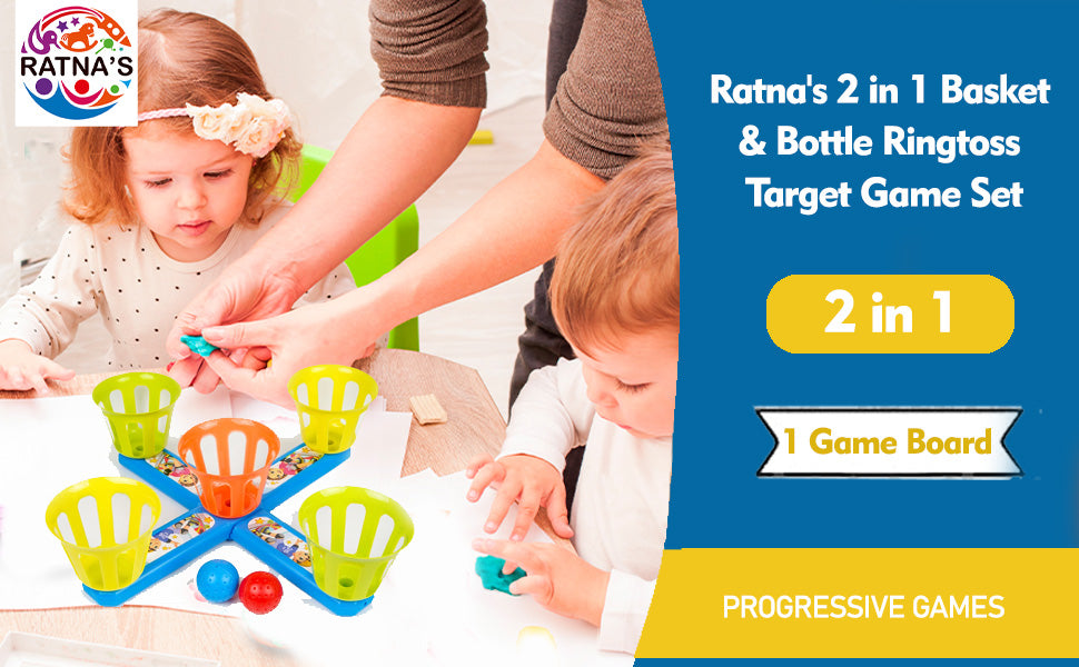 Ratna's 2 in 1 Basket & Bottle Ring toss Party Game for Kids and Adults
