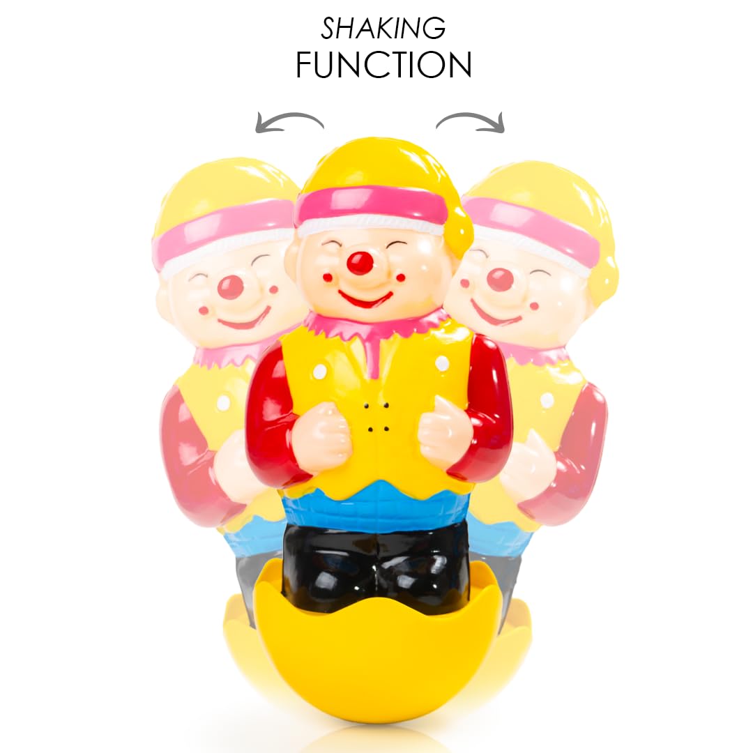 Ratna's Cute Clown Roly Poly Push and Shake Wobbling Bell Sounds Musical Rattling Toy for New Born Infants & Toddlers - Multicolor
