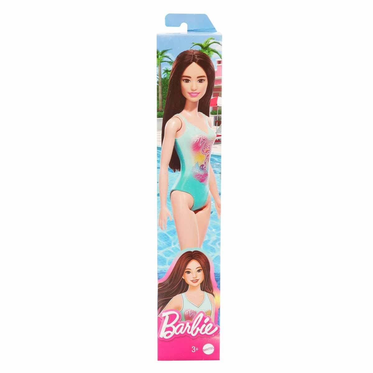 Barbie Beach Barbie Doll With Black Hair Wearing Tropical Blue Swimsuit