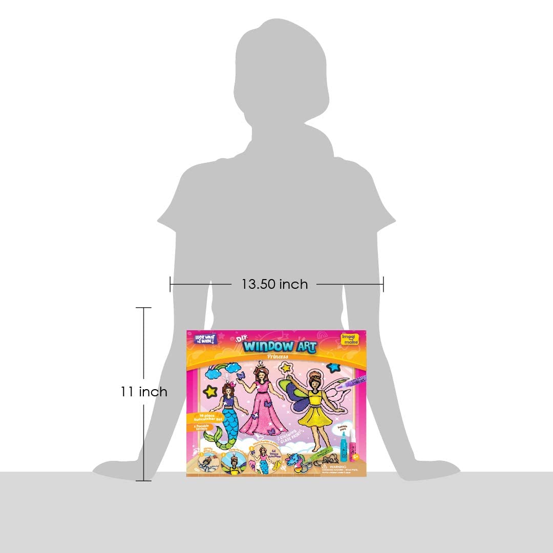 Imagimake Princess-Themed Window Art Craft Kit: 16-Piece Glass Painting Set