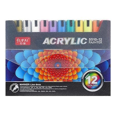 Posca Paint Marker Pens 12 Colors Premium Waterproof Permanent Paint Art Marker Medium Pen Set for Rock Painting DIY Craft