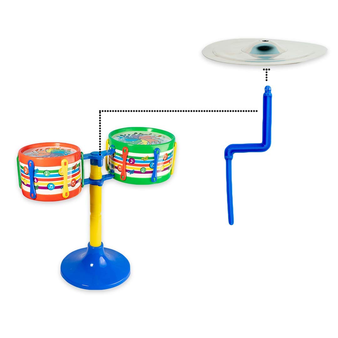 Avis Jazz Drum Set Junior Musical Band Instruments with 2 Drums 1 Dish & Sticks for Kids