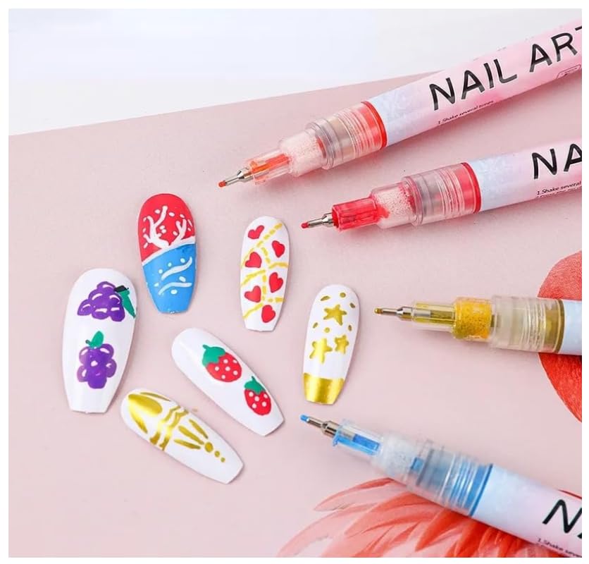 3D Nail Art Pens Set Nail Art Drawing Pen Nail Art Pens Manicure Polish Tools for Painting Nails DIY Nail Art Beauty 12 Colors 0.5mm