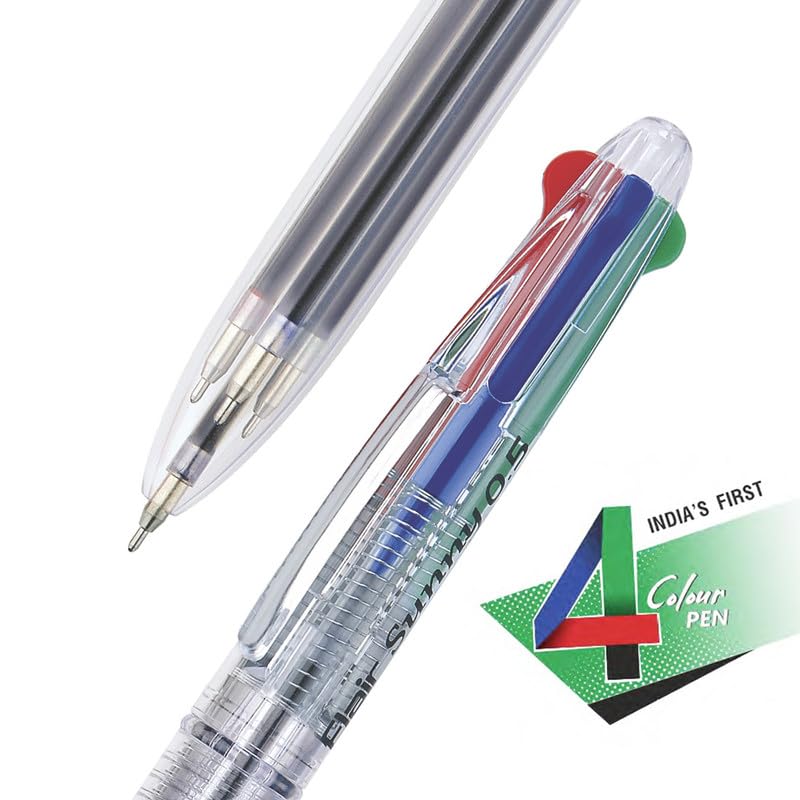 Flair Sunny Retractable 0.5mm Ball Pen Box Pack | Swiss Tip Technology | Retractable Mechanism & Low Viscosity Ink System | Smooth & Effortless Writing With Sleek Clip Design | Pack of 5 Pens