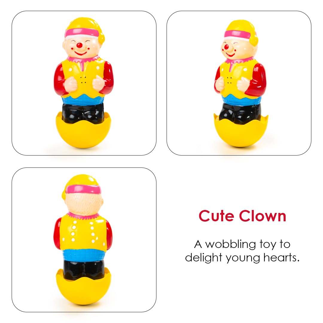 Ratna's Cute Clown Roly Poly Push and Shake Wobbling Bell Sounds Musical Rattling Toy for New Born Infants & Toddlers - Multicolor