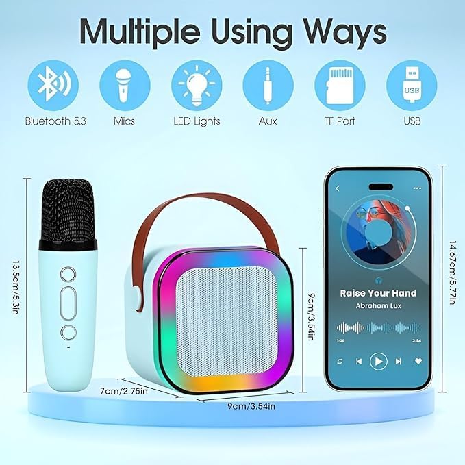K12 Wireless Karaoke mic with Speaker Bluetooth: Bluetooth-Enabled Wireless Karaoke Mic Speaker with Multiple Compatibility Modes, RGB Lighting, and Party POP Bluetooth