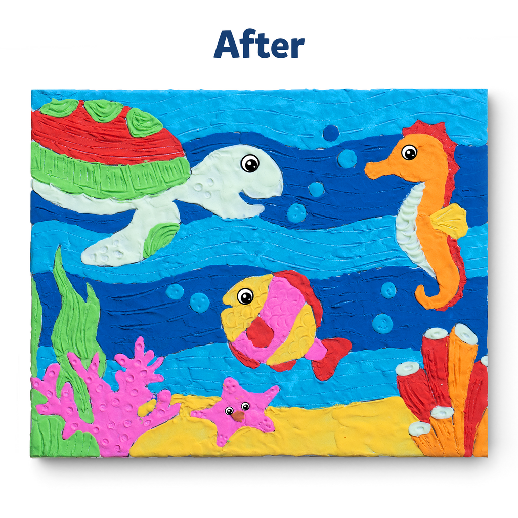 Skillmatics Art & Craft Kit - Color with Clay, No Mess Art, Create a Clay Canvas of Under The Ocean, Gifts