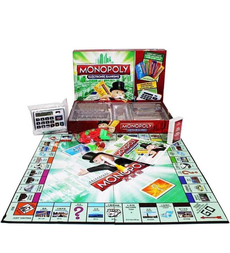 Monopoly Electronic Banking Board Game, Business Dealing Game, Electronic Banking Deal Cards, 8+ Age Kids 2-6 Players