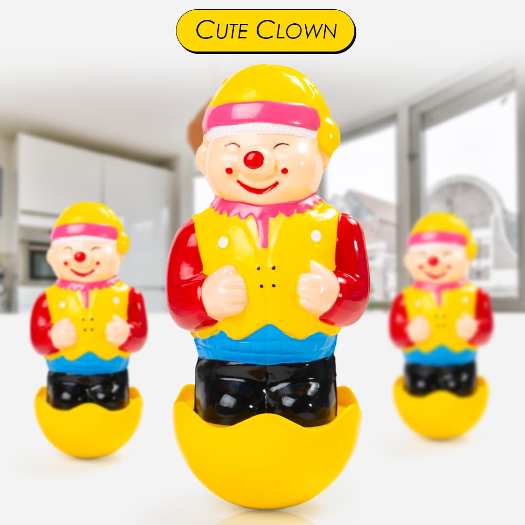 Ratna's Cute Clown Roly Poly Push and Shake Wobbling Bell Sounds Musical Rattling Toy for New Born Infants & Toddlers - Multicolor