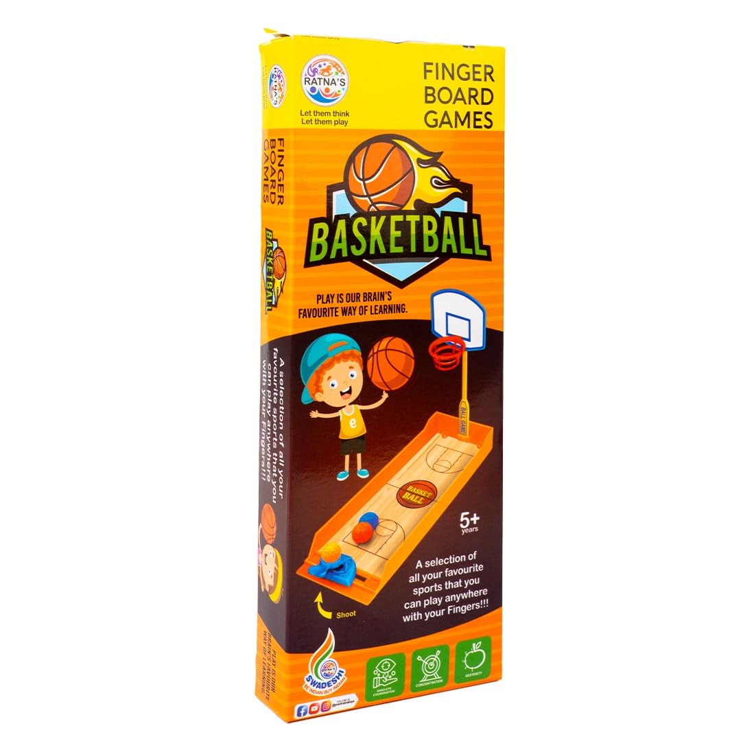 Ratna's Basketball Finger Board Game Tabletop & Miniature Gaming Pocket Basketball Set Travelling Toy for Kids 5+ Years