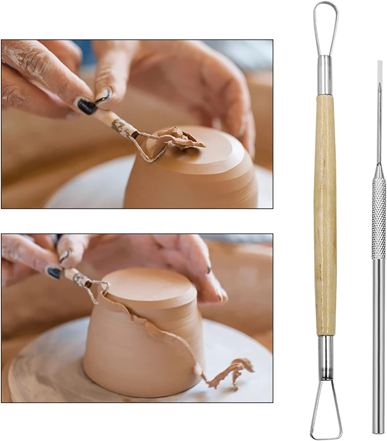 Clay Tool Set Wooden Pottery Clay Sculpture Carving Tool 8 Piece Set Beginner DIY Making Modeling Carving