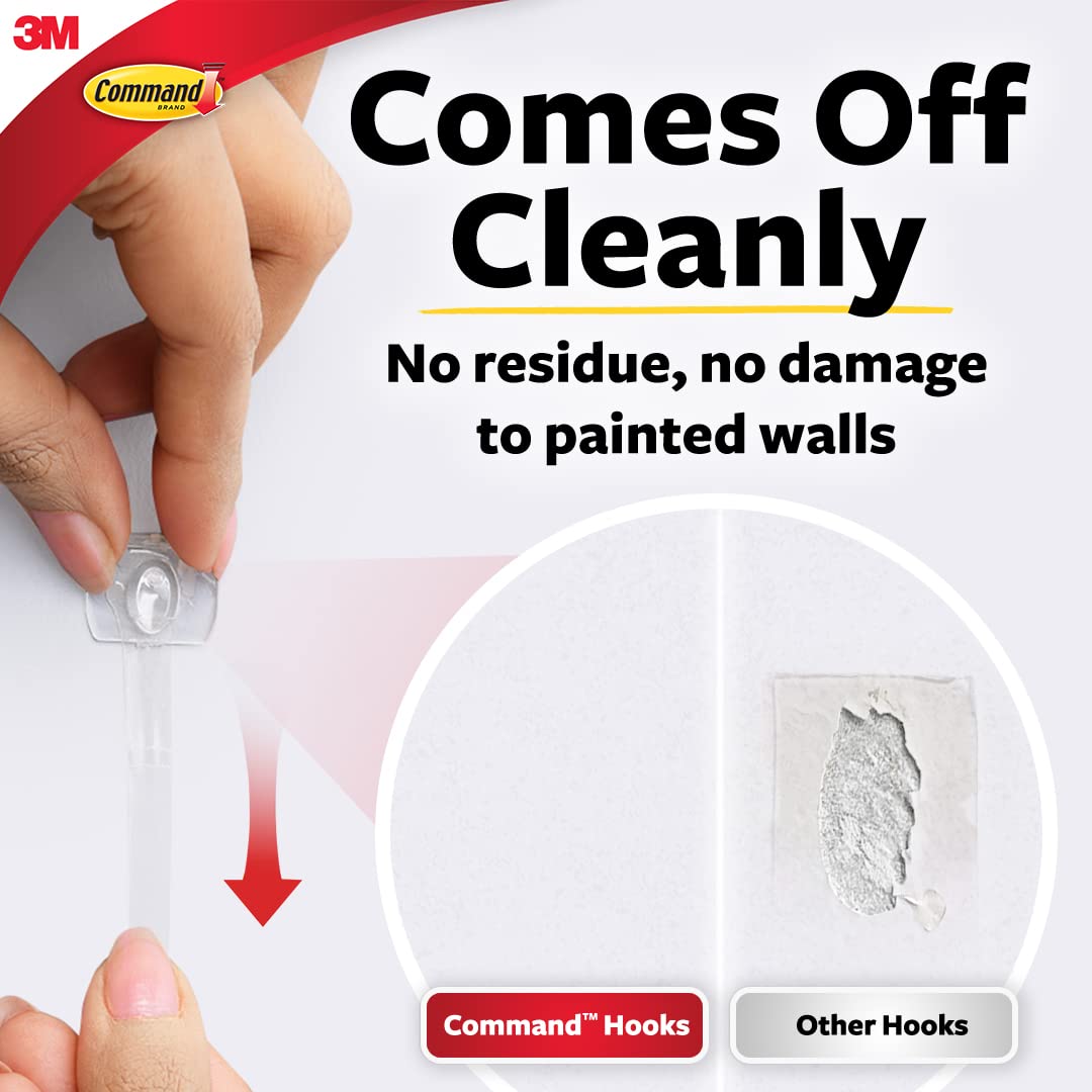 3M Command Plastic Clear Decorating & Organizing Wall Hooks, Holds Strongly, Reusable, Adhesive Hooks For Wall, Multi-Surface Damage Free Hooks For Hanging Transparent, 20 Clips, 24 Strips