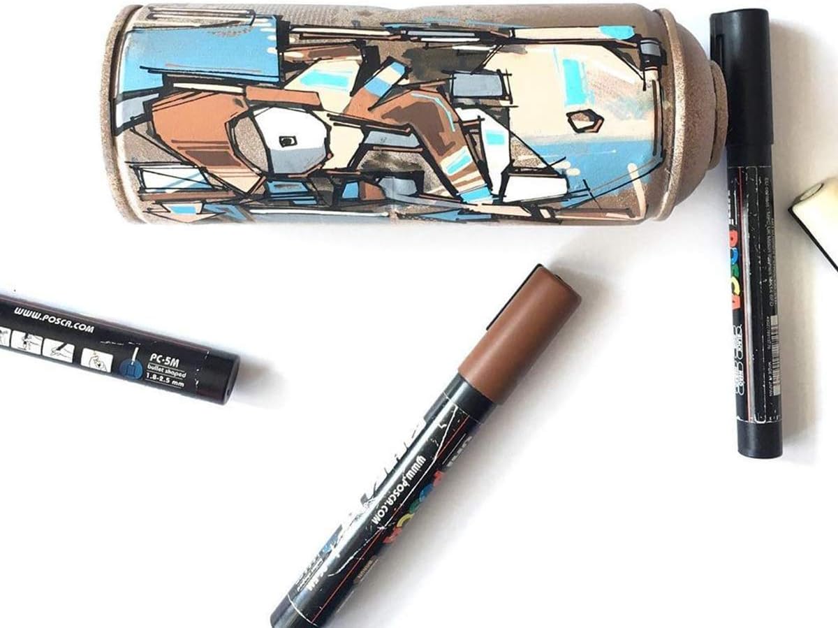 Posca uni-ball 5M 1.8-2.5 mm Bullet Shaped Paint Marker Pen | Reversible & Washable Tips | For Rocks Painting, Fabric, Wood, Canvas, Ceramic, Scrapbooking, DIY Crafts | 8 Shades, Pack of 8
