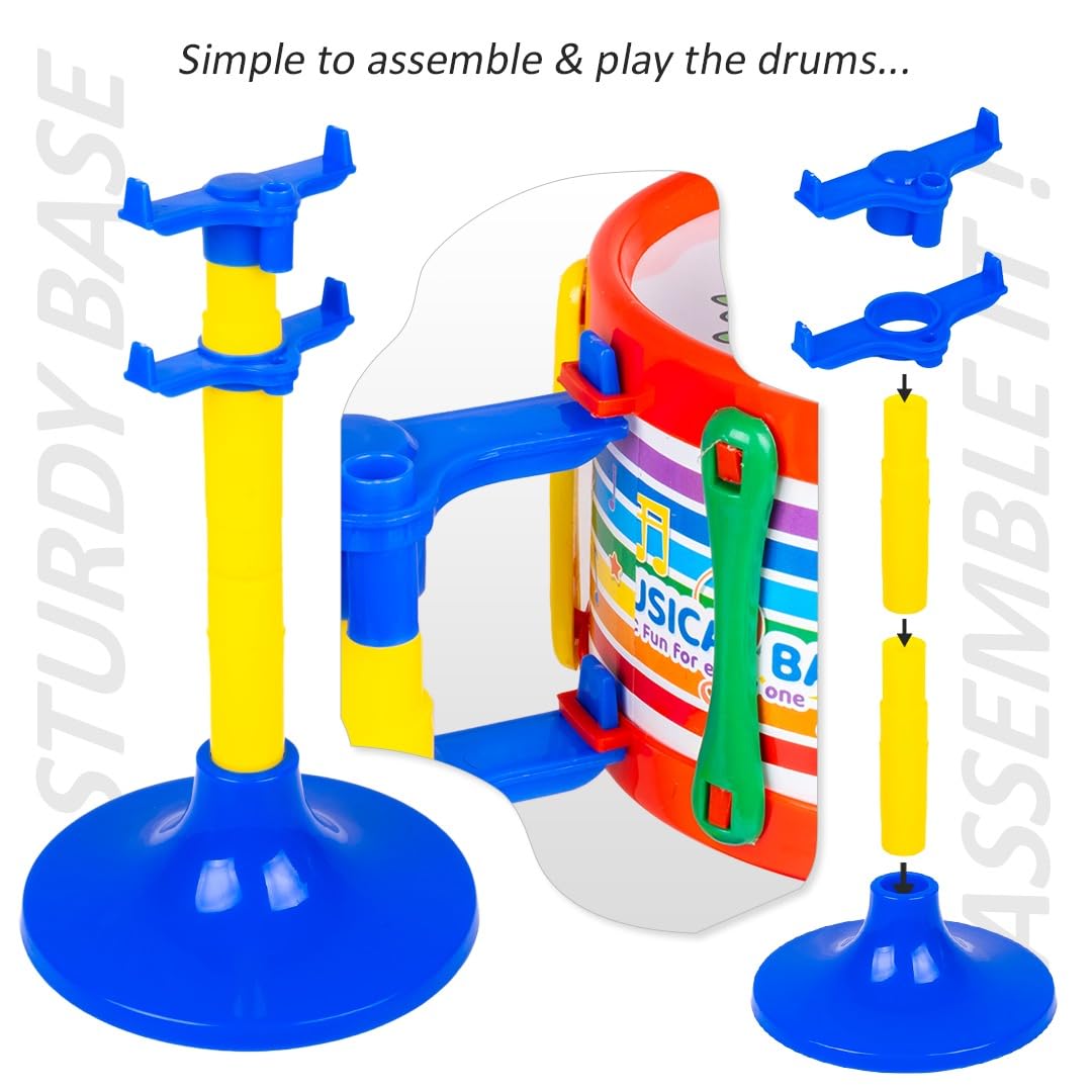Avis Jazz Drum Set Junior Musical Band Instruments with 2 Drums 1 Dish & Sticks for Kids
