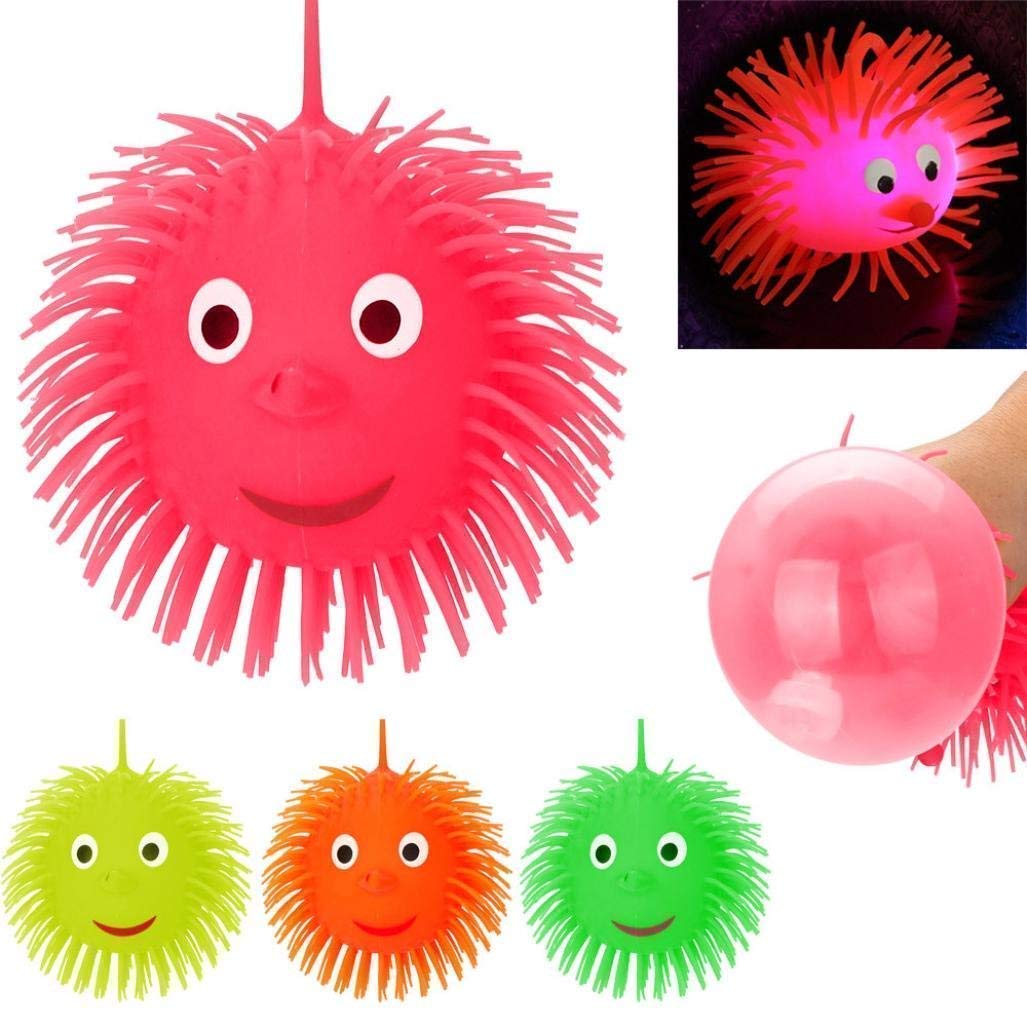 Anti Stress Jumping Bouncy Light up Puffer Ball for Kids and Adults (Multi Colour)