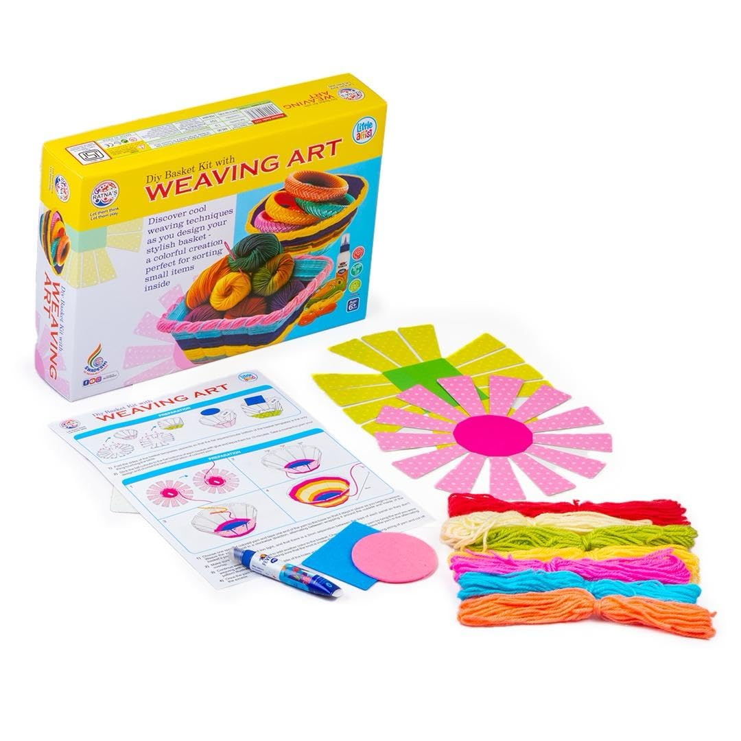 Ratna's Weaving Art DIY Kit Crafting Stylish Basket Art & Craft Learning Toys for Kids Ages 6+