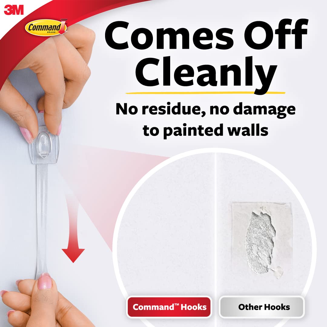 3M Command Plastic Clear Mini Wall Hooks, Up To 225Gms, Holds Strongly, Adhesive Hooks For Wall, Reusable, Multi-Surface Damage Free Hooks For Hanging Transparent, 6Hooks, 8 Strips