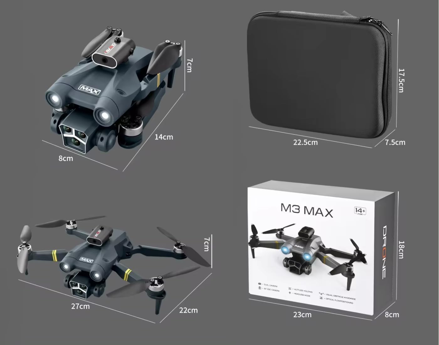 M3 Max Drone with Camera 8K 45 Mins Flight 5GHz Transmission GPS Auto Return Brushless Motor Foldable and 3D Flips Headless Mode Aerial Photography Drone Multicolor
