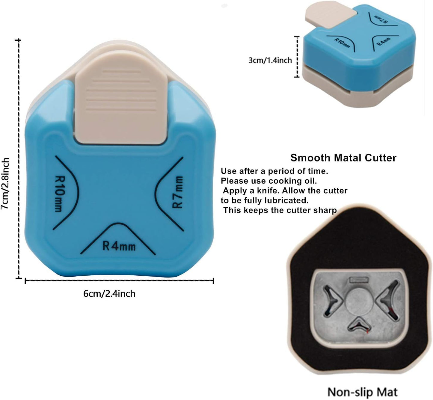 Paper Corner Rounder 3 in 1 (R4mm+R7mm+R10mm) for Paper Crafts,Corner Cutter ,Envelope Punch Board ,Hole Puncher,Laminate, DIY Projects, Photo Cutter,Card Making and Scrapbooking