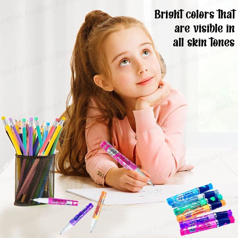 Glitter Tattoo Pens for Kids – Tattoo Pen for Kids, Art Supplies Sparkle Temporary Sketch Tattoo Pen for Kids & Adults, 6 Colors Washable Tattoo Pens