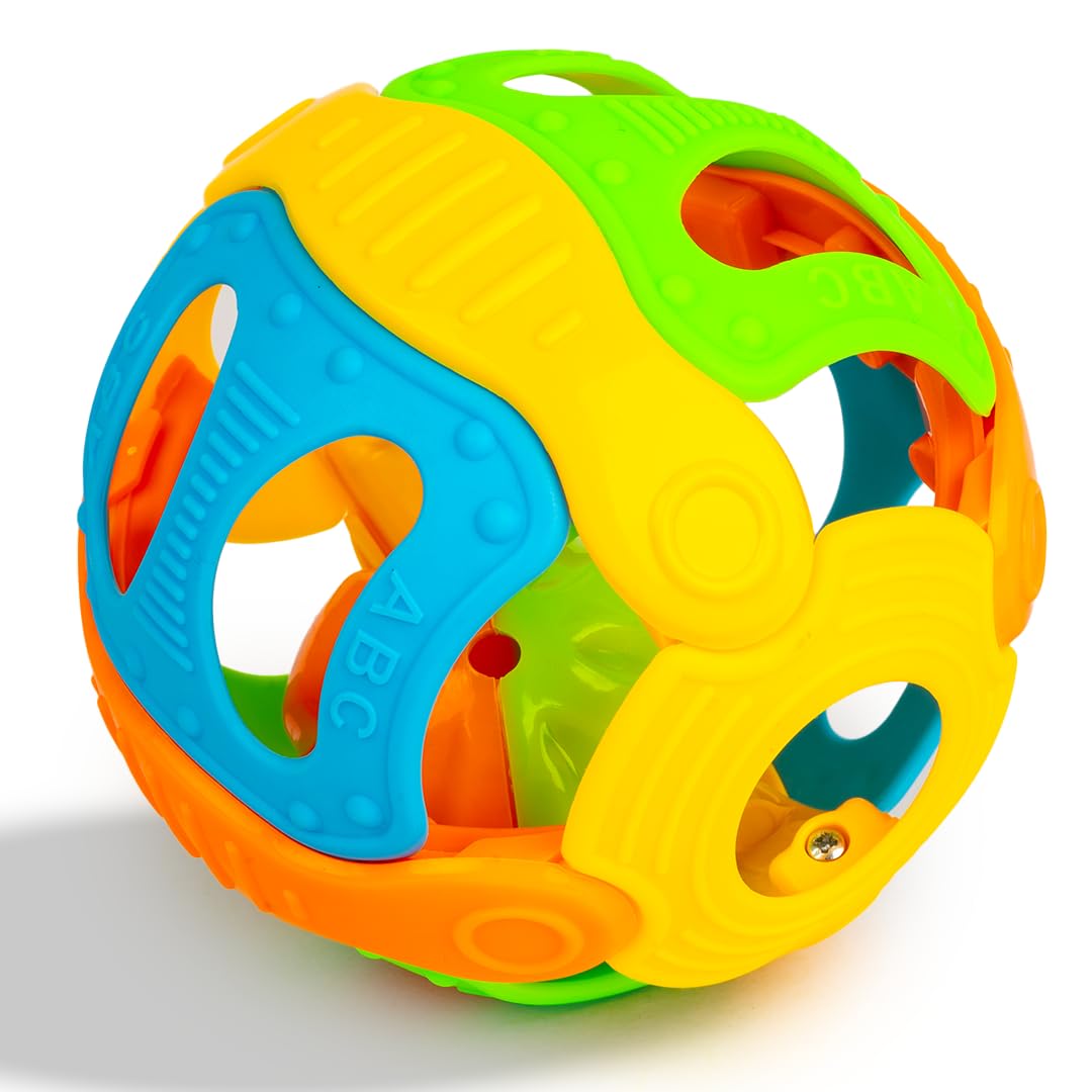 Ratna's Chime Rattling Ball with Rattling Sound, Colorful Rattle Toy for Infants 0+ Months Safe & Non Toxic