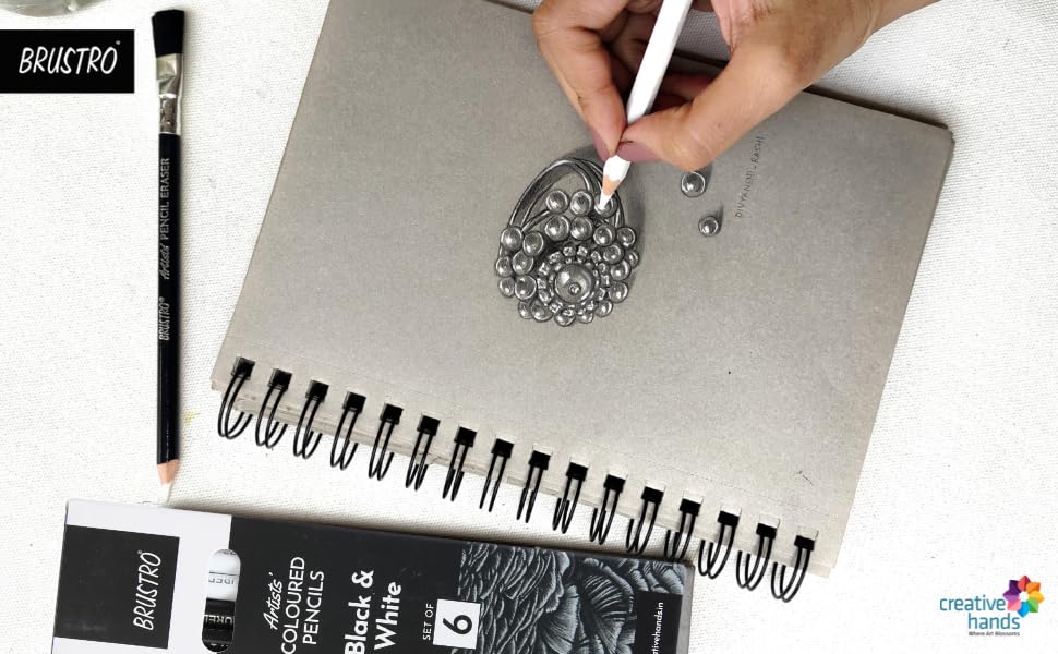 Brustro Artist Coloured Pencils Black & White- Set Of 6