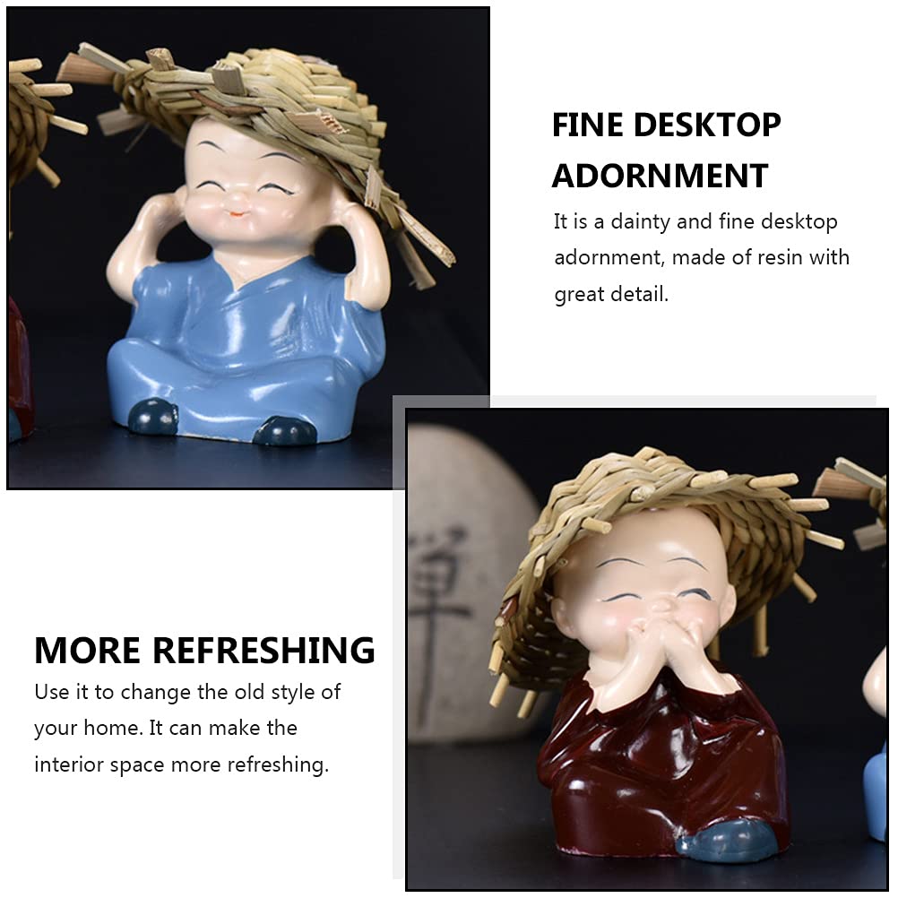 Baby Buddha Monk Set Statue Home Decor Items Figurines Showpiece - Cute Mini Buddha Statue for Car Dashboard Table Top Diwali Home Decoration Gift Items