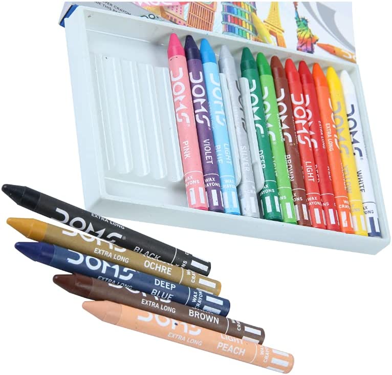 DOMS Non-Toxic Extra Long Wax Crayon Set in Cardboard Box