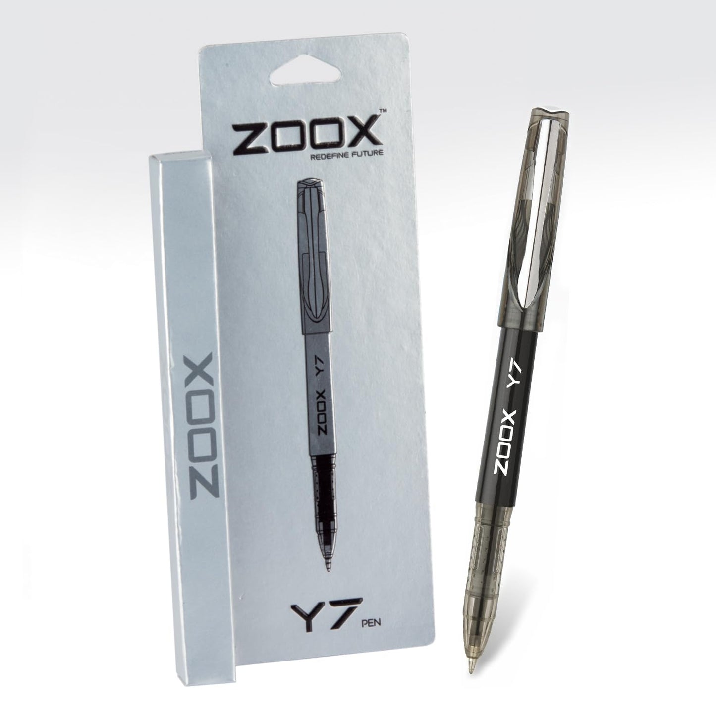 Flair Zoox Y7 Ball Pen | Sturdy Body With Elegant Metal Clip | Dotted Texture For Better Holding | Jumbo Refill With Large Ink Capacity | Black Ink