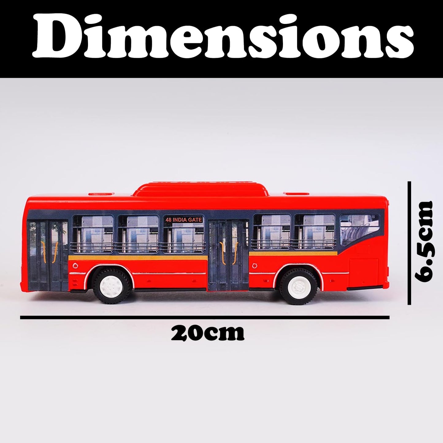 Centy Low Floor Bus Toy Pull Back Action & Realistic Design Miniature Plastic Vehicle Toys Multicolor