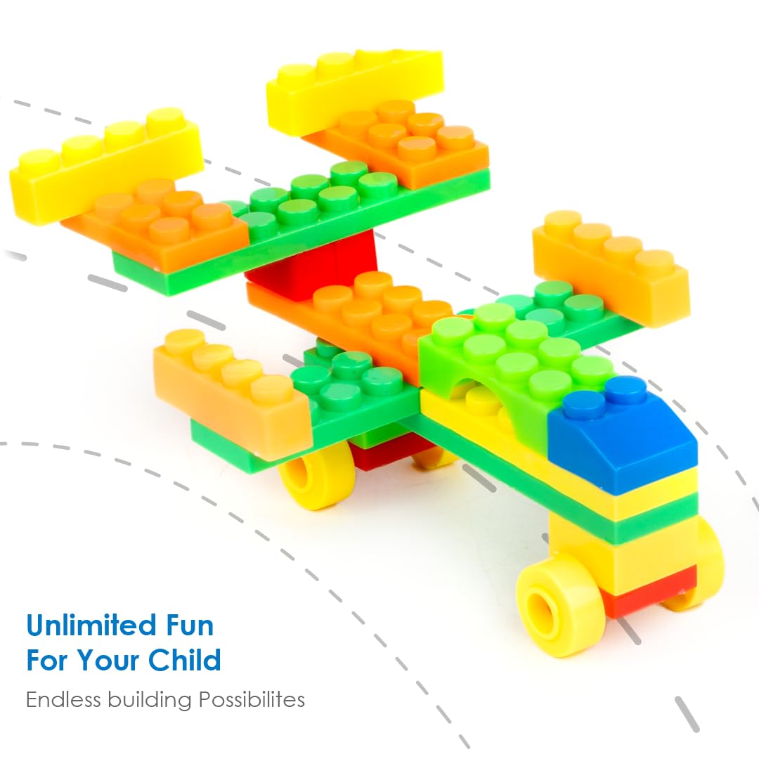 Ratna's Sky Fighter Junior Colorful Interlocking Blocks 60 pcs for Kids Ages 3+ to Create Fighter Planes & Rule The Sky