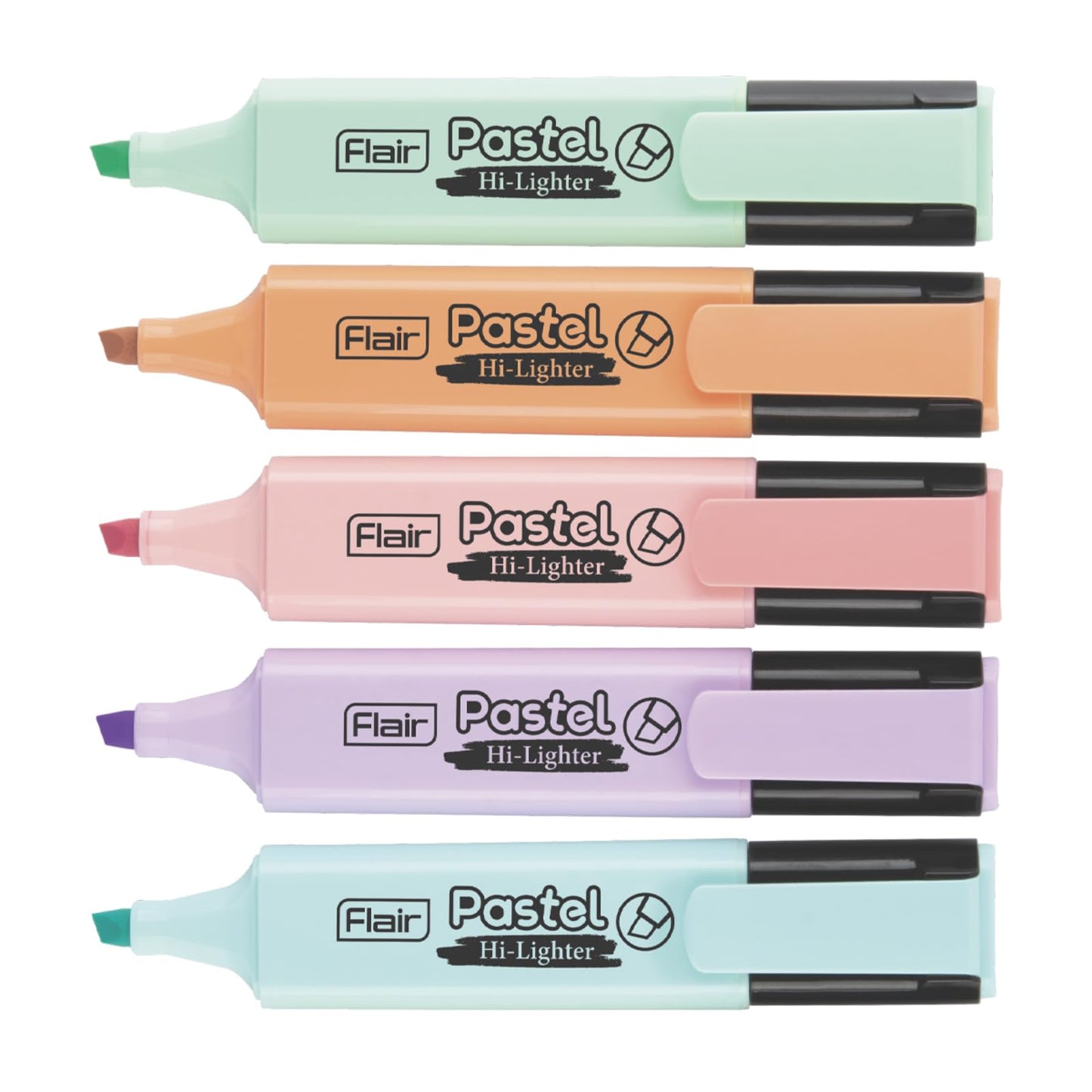 Flair Pastel 5 Shades Hi-lighter Pouch Pack | Flexible Line Width | Quick Drying & Smudge Proof Pastel Ink | Non-Toxic Ink, Safe For Childrens | 5 Smoothing Colors