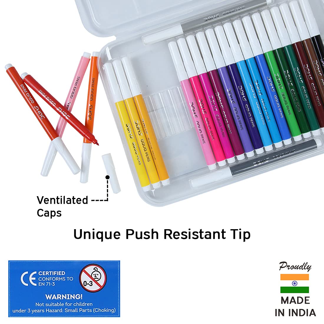 Doms Aqua 24 Shades Watercolour Sketch Pen Set | Unique Push Resistant Tip With Bright & Intense Colors | Non-Toxic & Safe For Kids | Colourful Sketching, Doodling & Mandala Art