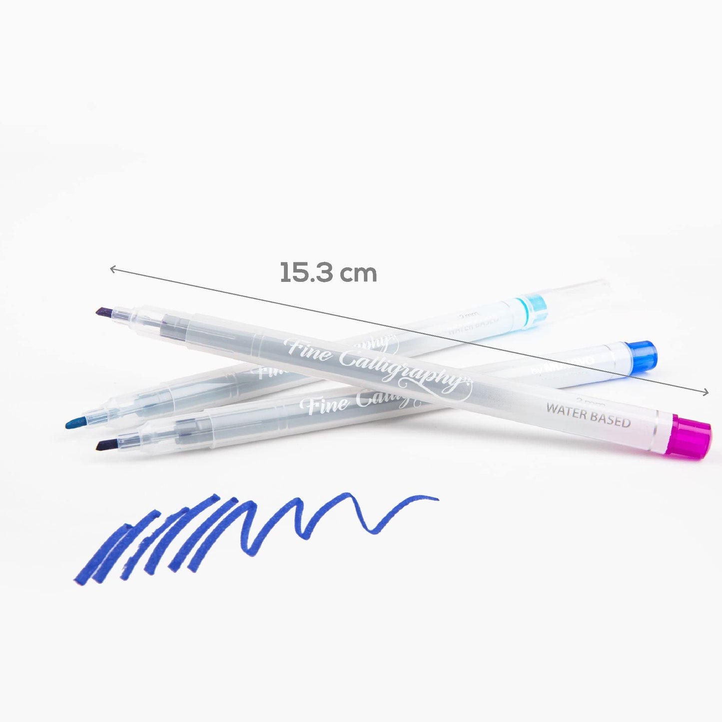 Mungyo Fine Calligraphy Chisel Pen Set of 12 Colours 2mm