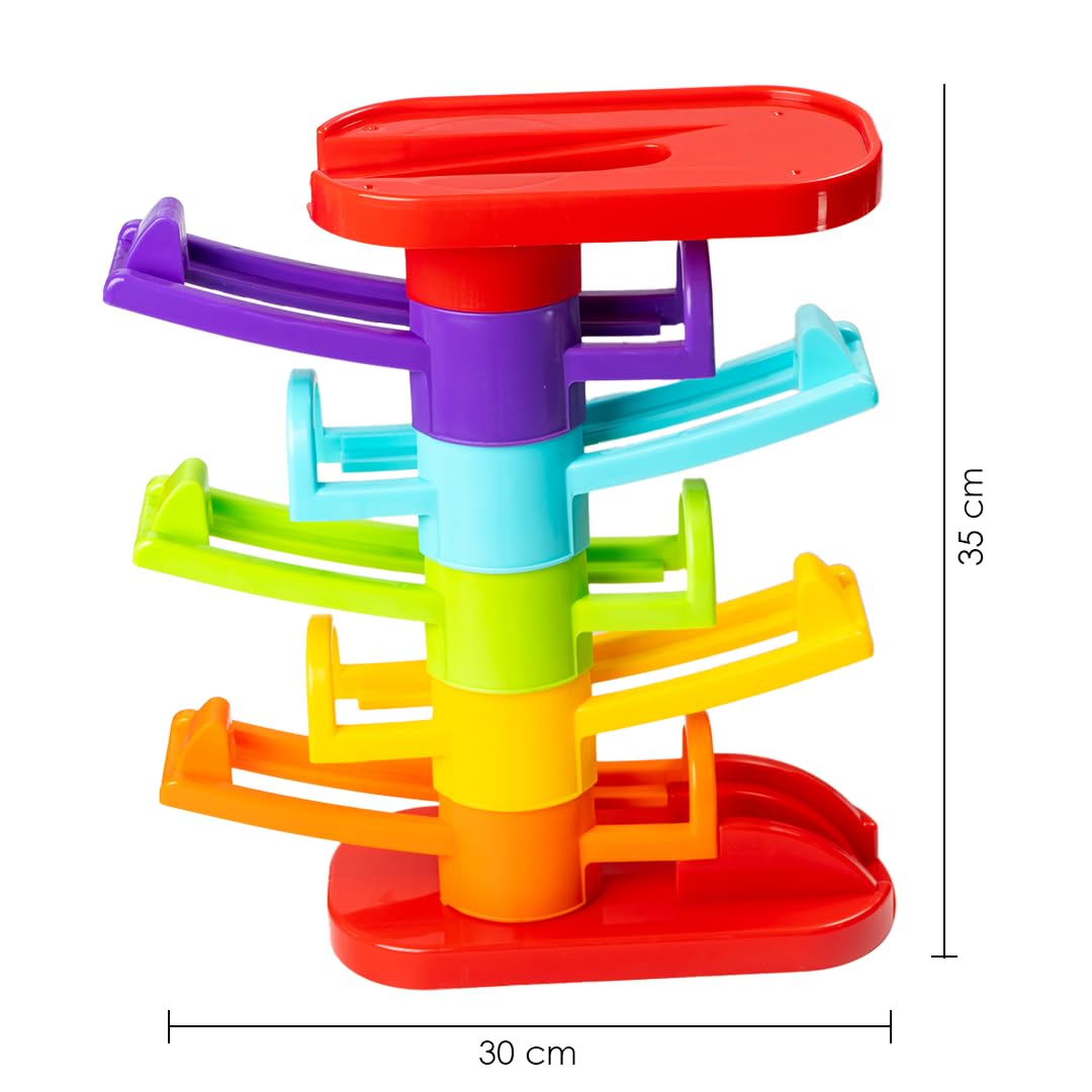 Ratna's Zoom & Boom 2-in-1 Montessori Activity Toy Set Containing Hammer Ball & Racing Tower Track with Stack Toy