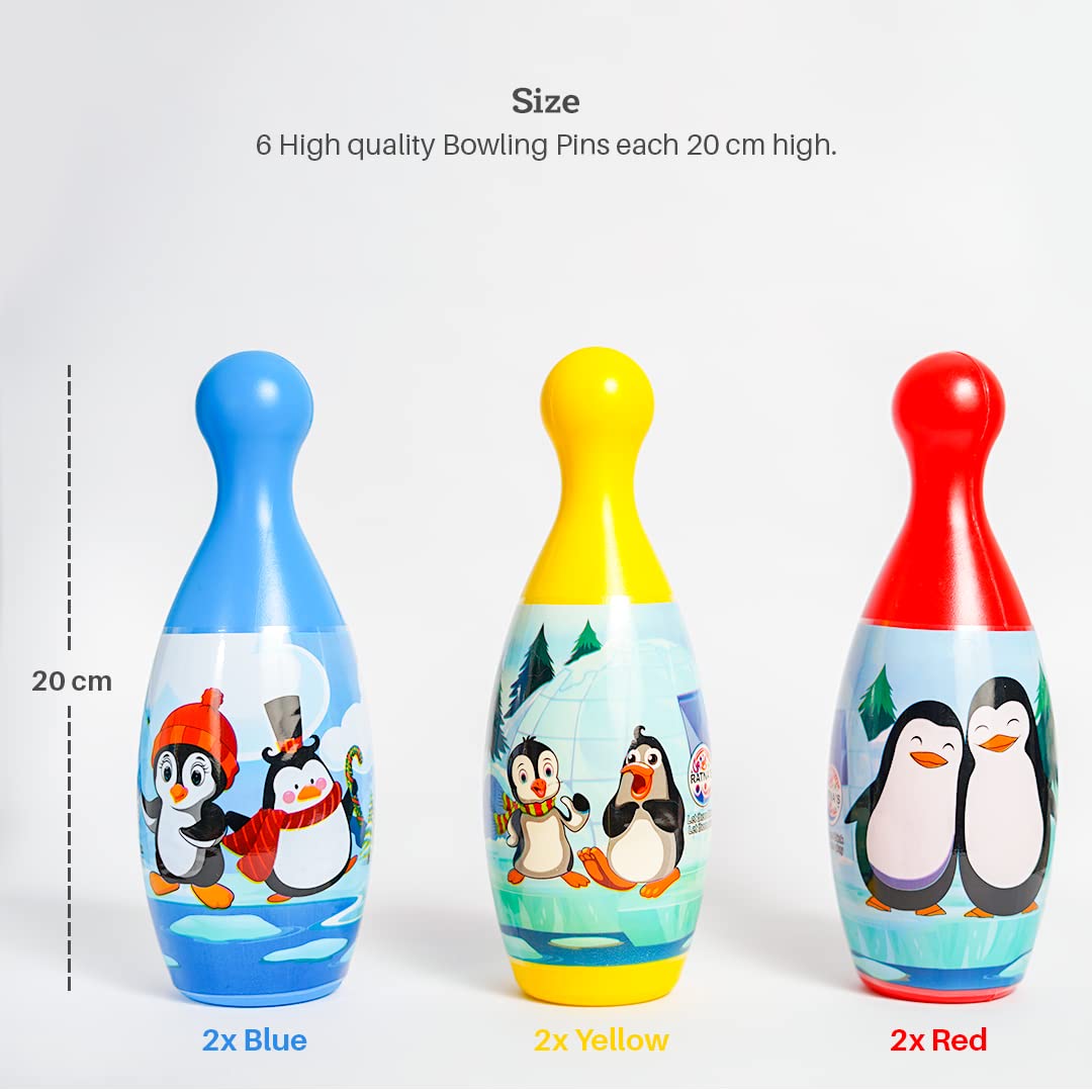 Ratna's Junior Penguin Bowling Set with 6 Pins & 1 Ball Toys Sports Game Gift for Kids