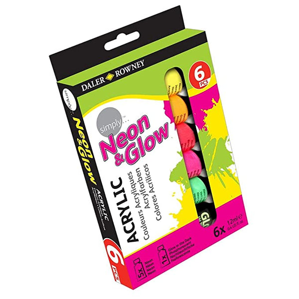 Daler Rowney Acrylic Neon & Glow Tube Set