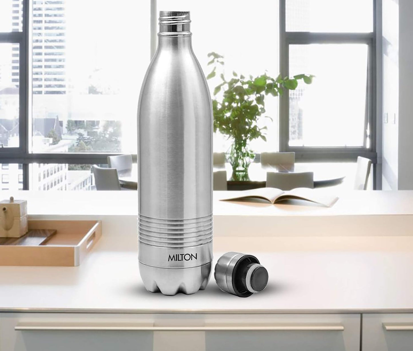 Milton Duo DLX 500 Thermosteel 24 Hours Hot and Cold Water Bottle, 1 Piece, 500 ml, | 100% Leak Proof | Office Bottle | Gym | Home | Kitchen | Hiking | Trekking | Travel Bottle